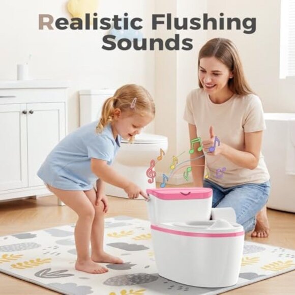 3-in-1 Toddler Potty Training Toilet with Flushing Sound, Wipes Storage & Toilet - Picture 6 of 7